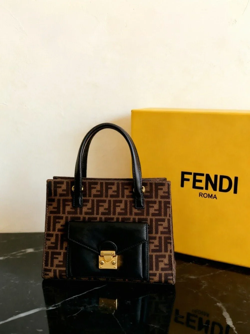 Fendi Vintage Zucca Flip Lock Tote